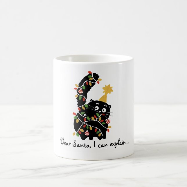Taza De Café Christmas Aesthetic Santa Cat Cute Funny (Centro)