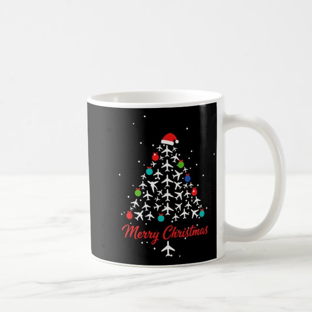 Taza De Café Christmas Airplane Tree Merry Christmas Lot Travel (Derecha)