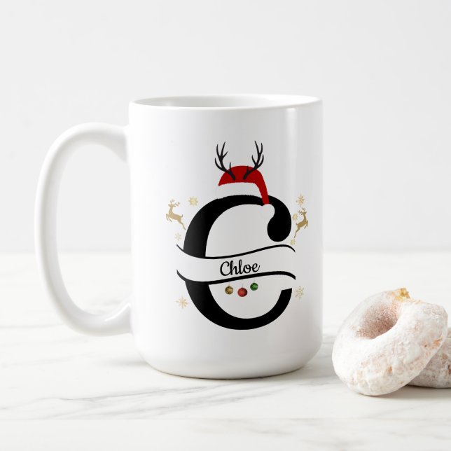 Taza De Café Christmas Alphabet Collection – Letter C Design (Con donut)