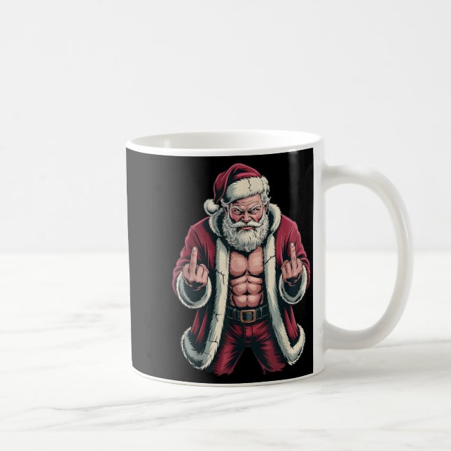 Taza De Café Christmas Angry Santa Middle Finger Sarcastic Xmas (Derecha)