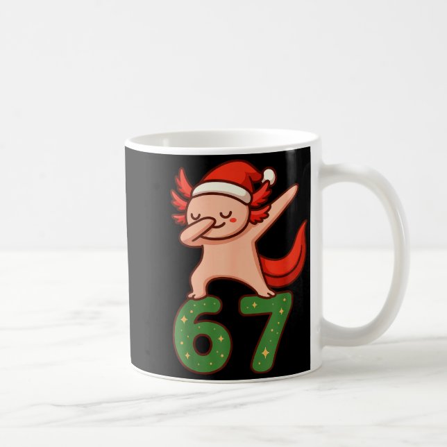 Taza De Café Christmas Axolotl Dabbing 67 Meme Six Seven Funny  (Derecha)