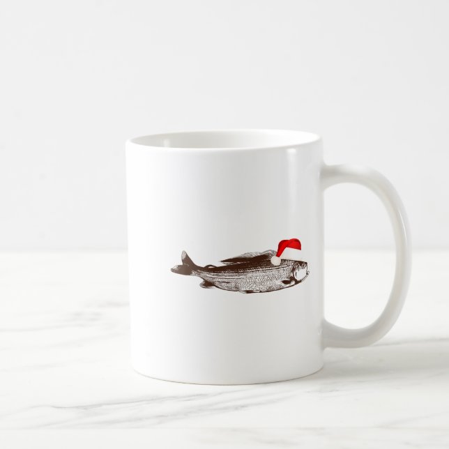 Taza De Café Christmas B Fishing Wearing Santa Hat  (Derecha)
