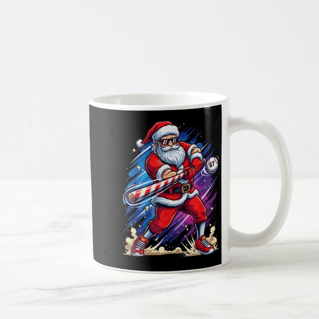 Taza De Café Christmas Baseball Funny Santa Game Day Xmas Boys  (Derecha)