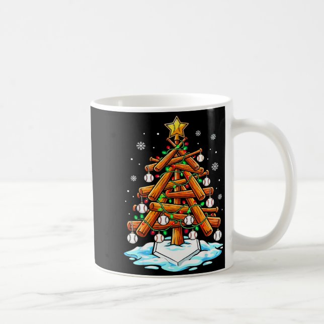 Taza De Café Christmas Baseball Tree Lights Xmas  (Derecha)