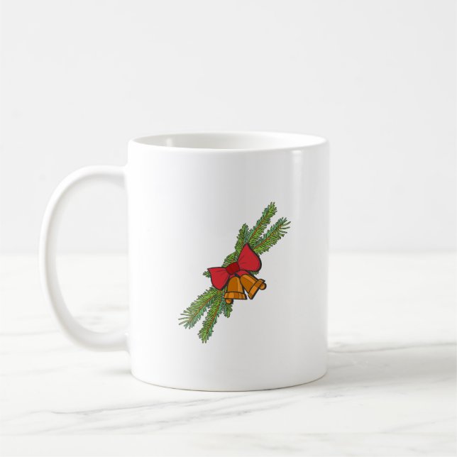 Taza De Café Christmas Bell Print with Pine & red bow wall art (Izquierda)