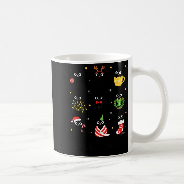 Taza De Café Christmas Black Cats Merry Christmas Cute Holiday  (Derecha)