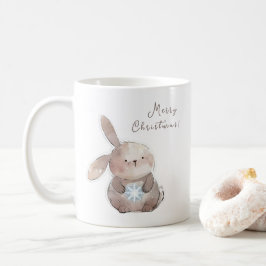 Taza De Café Christmas Bunny and Snowflake, personalized