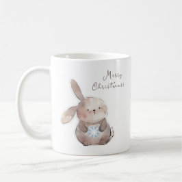 Taza De Café Christmas Bunny and Snowflake, personalized