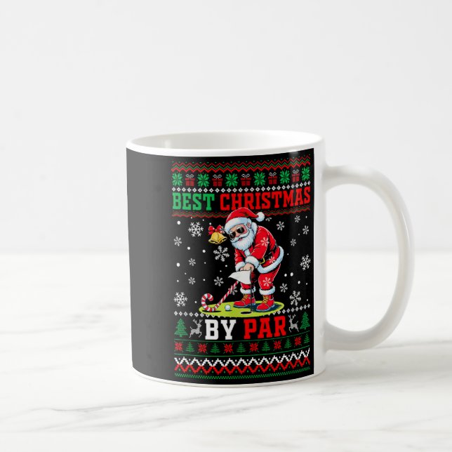 Taza De Café Christmas By Par Santa Sweater Playing Golf Golfer (Derecha)
