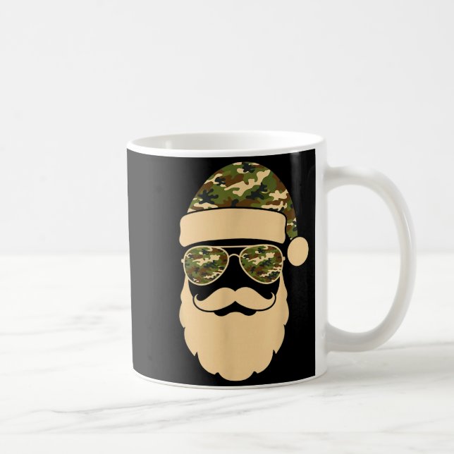 Taza De Café Christmas Camo Santa Sungles Hat Beard Cool Milita (Derecha)