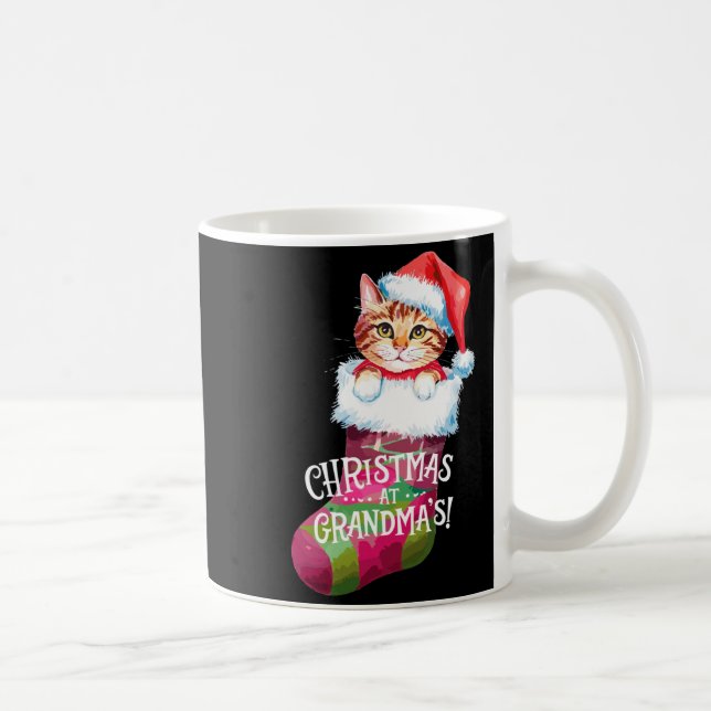 Taza De Café Christmas Cat _ Christmas At Grandma Cat _ Cute Ca (Derecha)