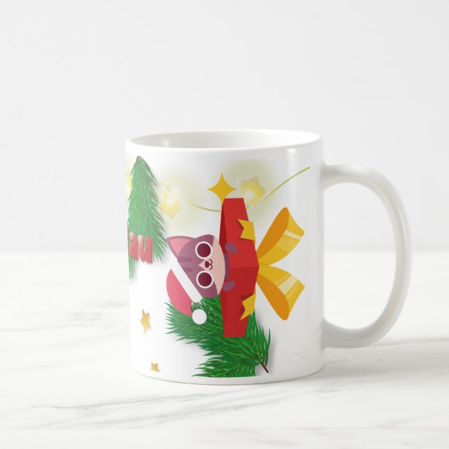 Taza De Café Christmas Cat Miau (Derecha)