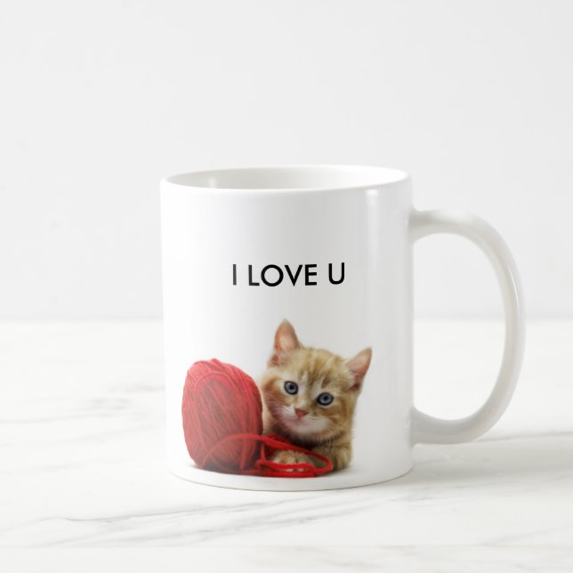 Taza De Café Christmas Cat play with little ball (Derecha)