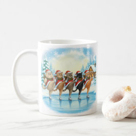 Taza De Café Christmas Cat Skaters, Glass Coaster