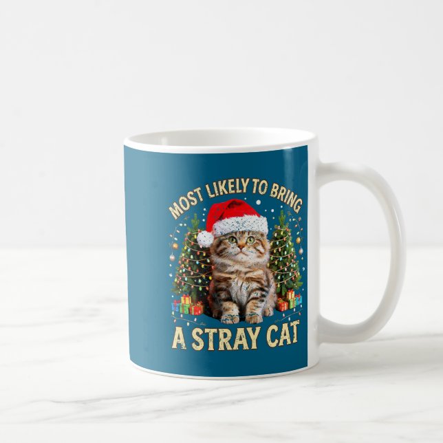 Taza De Café Christmas Cat With Santa Hat Holiday Funny Xmas Pa (Derecha)