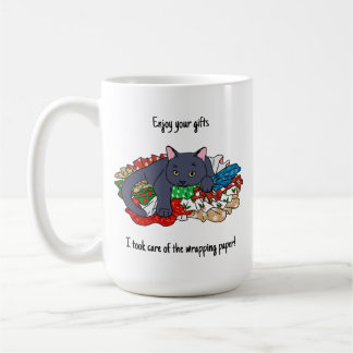 Taza De Café Christmas cat with wrapping paper