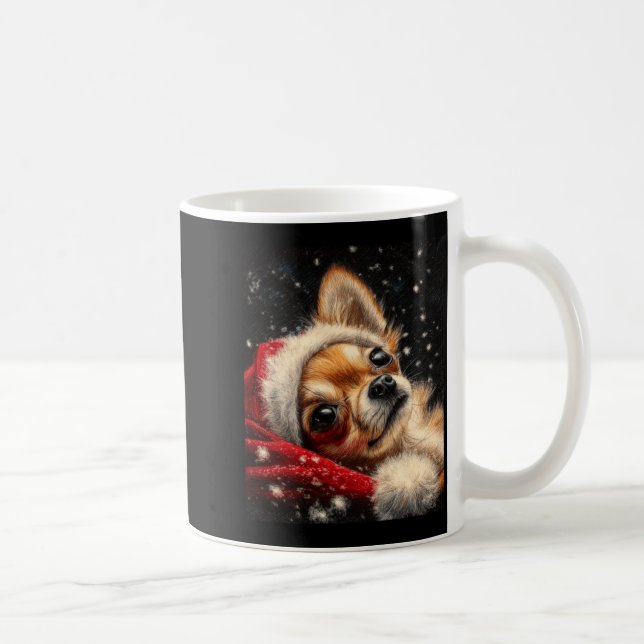 Taza De Café Christmas Chihuahua On A Long Sleeve  (Derecha)