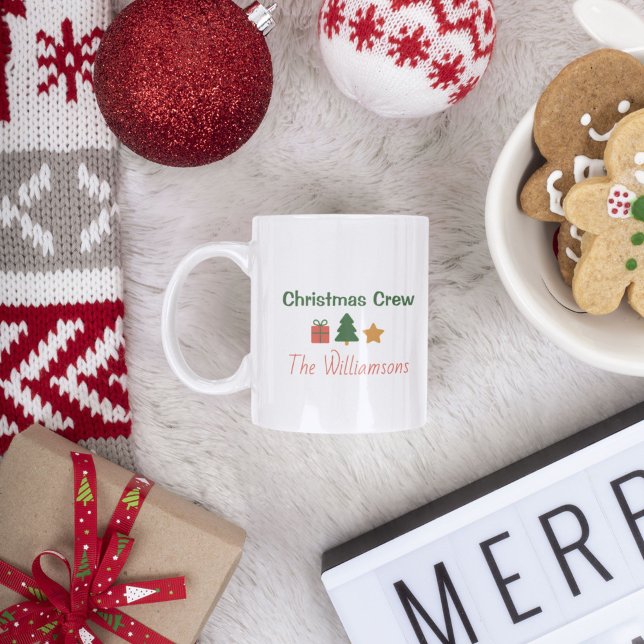 Taza De Café Christmas Crew Personalized Family Holiday (Subido por el creador)