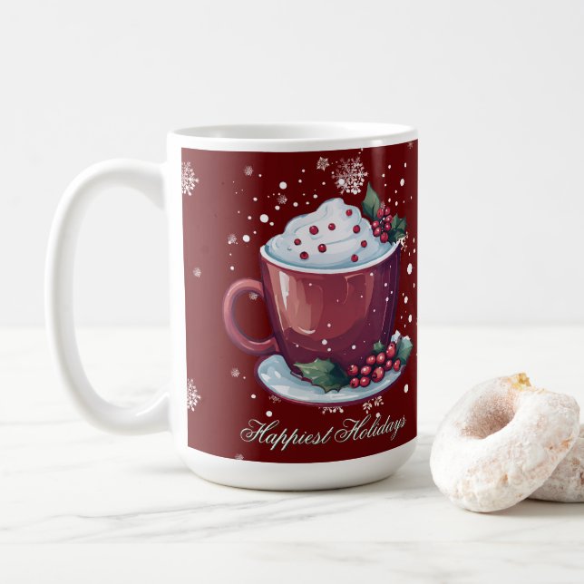 Taza De Café Christmas Cup of Hot Chocolate | Red Coffee Mug (Con donut)