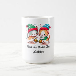 Taza De Café Christmas Cute Cat Meet Me Under The MistleToe