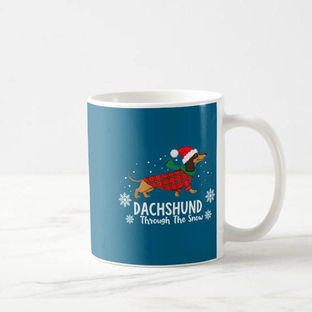 Taza De Café Christmas Dachshund Through The Snow Wiener Dog Sa (Derecha)