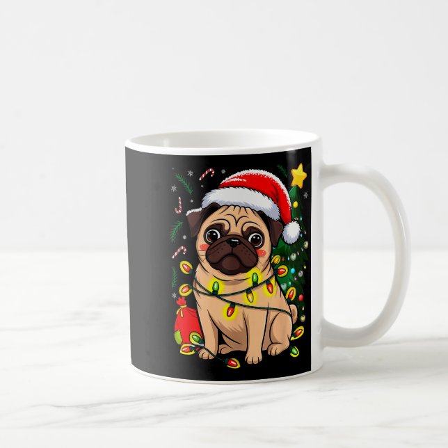 Taza De Café Christmas Dog Santa Clause Pug Puppy X-mas  (Derecha)