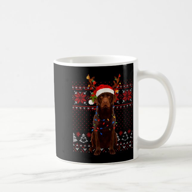 Taza De Café Christmas Dog With Hat And Lights - Funny Holiday  (Derecha)