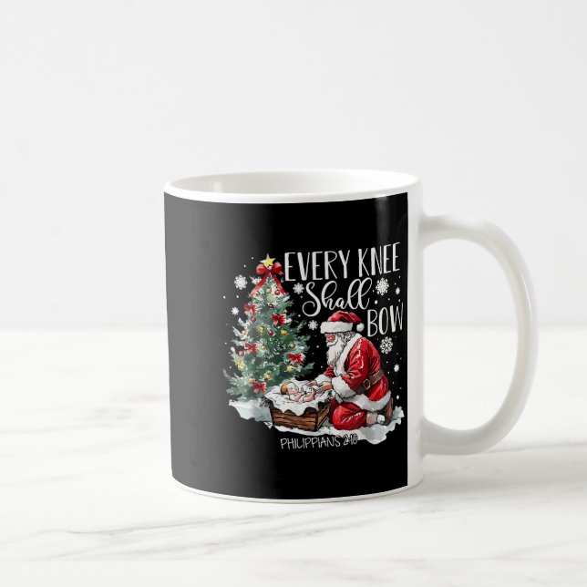 Taza De Café Christmas Every Knee Shall Bow Santa Nativity Scen (Derecha)