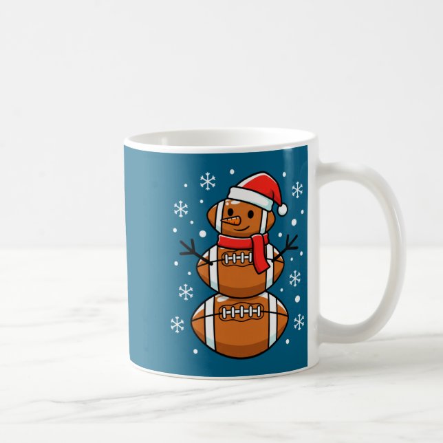 Taza De Café Christmas Football Snowman Santa Hat Funny Xmas Fo (Derecha)
