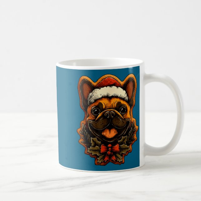 Taza De Café Christmas French Bulldog With Santa Hat Gingerbrea (Derecha)