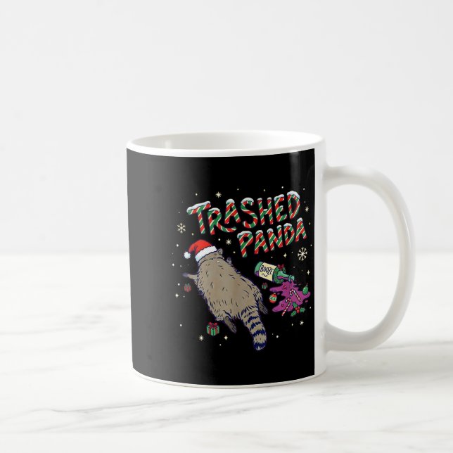 Taza De Café Christmas Funny Trashed Panda Racoon Gets Drunk Xm (Derecha)