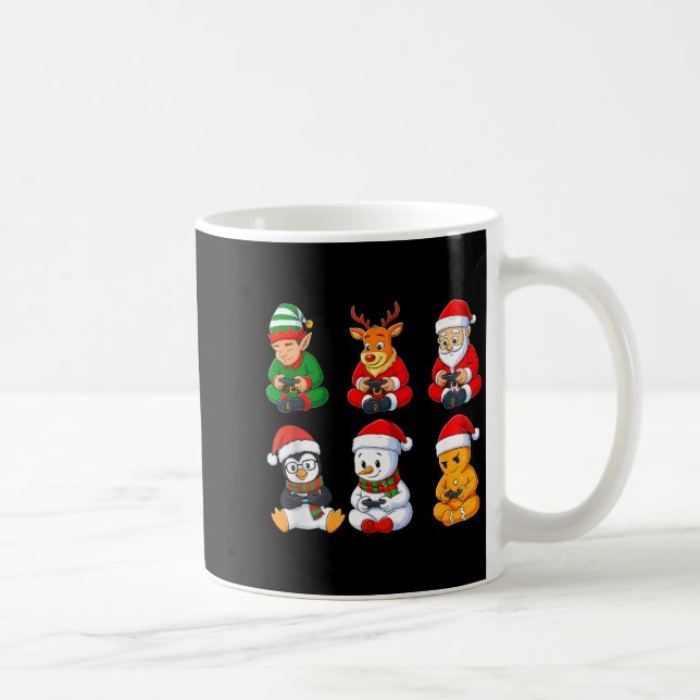 Taza De Café Christmas Gamer Boys Video Games Santa Elf Reindee (Derecha)