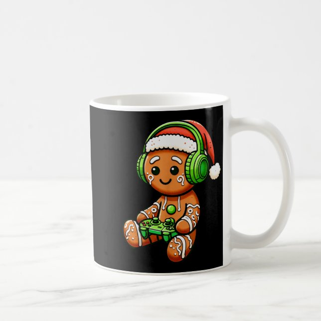 Taza De Café Christmas Gamer Gingerbread Santa Hat Xmas Gaming  (Derecha)
