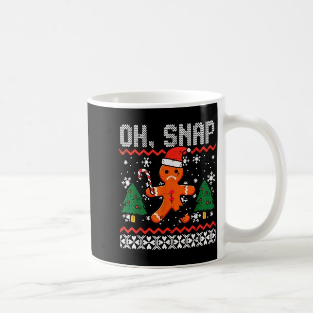 Taza De Café Christmas Gingerbread Broken Oh Snap Ugly Xmas Men (Derecha)