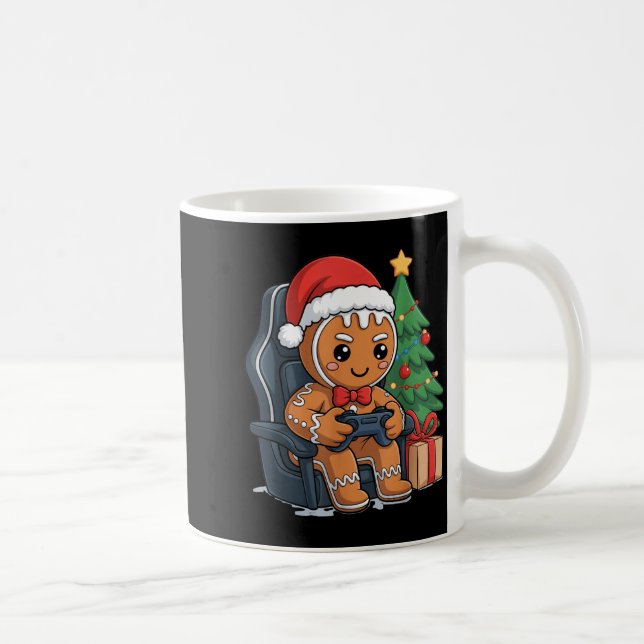 Taza De Café Christmas Gingerbread Gamer Chair Holiday Gaming B (Derecha)
