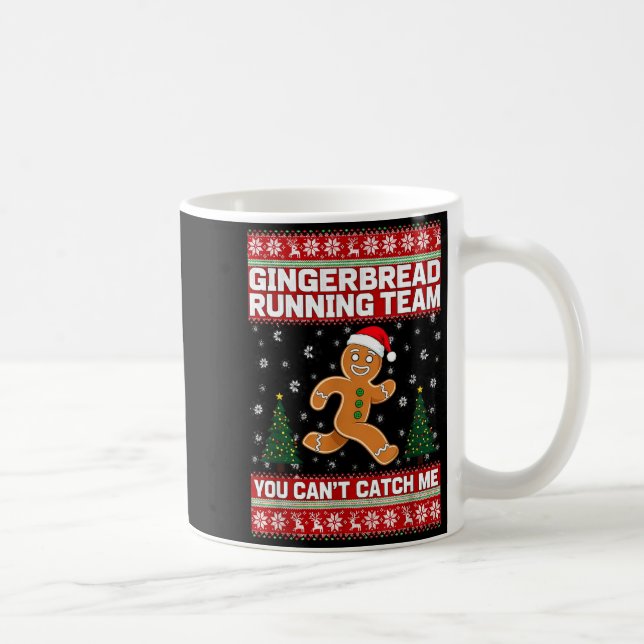 Taza De Café Christmas Gingerbread Running Team Funny Xmas Tee  (Derecha)