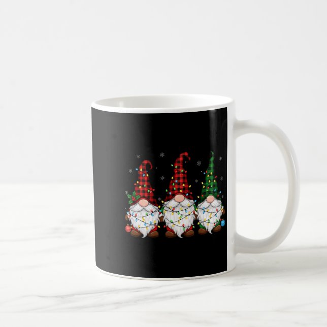 Taza De Café Christmas Gnome Trio Buffalo Plaid Lights Cute Xma (Derecha)