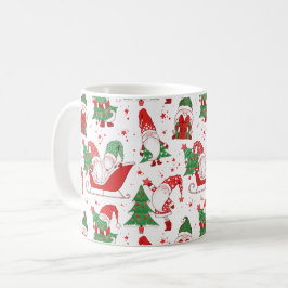 Taza De Café Christmas Gnomes & Trees All-Over Pattern