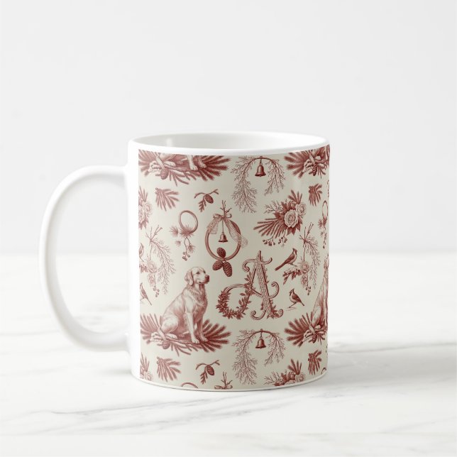 Taza De Café Christmas Golden Retriever Dog Letter A Gift (Izquierda)