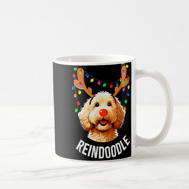 Taza De Café Christmas Goldendoodle Reindeer Doodle Dog Reindoo (Derecha)