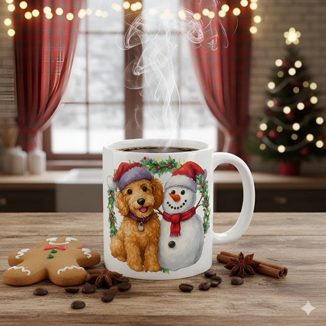 Taza De Café Christmas Goldendoodle Snowman Winter Doodle Gift  (Subido por el creador)