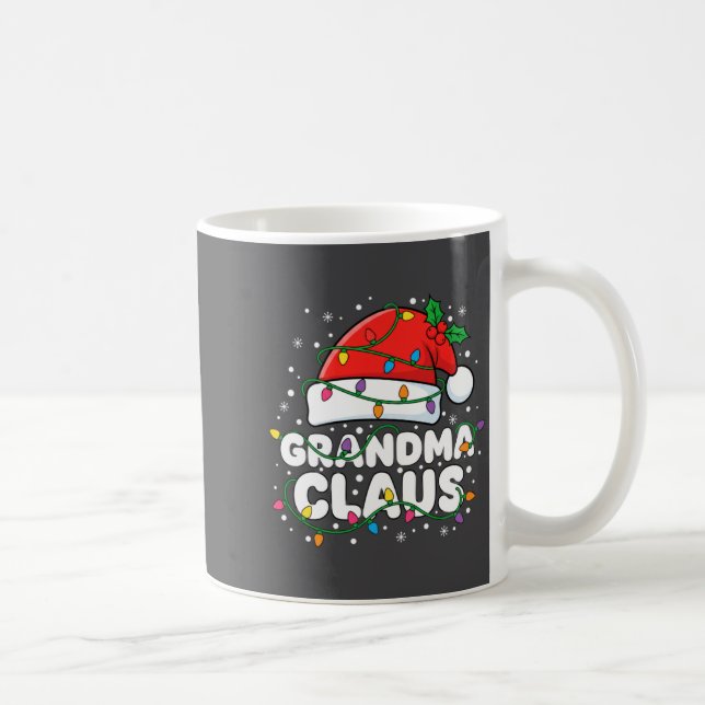 Taza De Café Christmas Grandma Claus Santa Hat Christmas Lights (Derecha)
