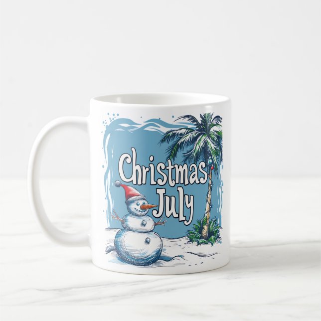 Taza De Café Christmas in July Snowman & Palm Tree Design (Izquierda)