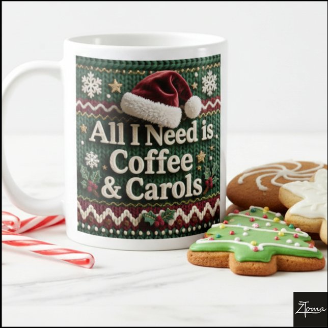 Taza De Café Christmas Knit Sweater All I Need is Coffee & Caro (Subido por el creador)