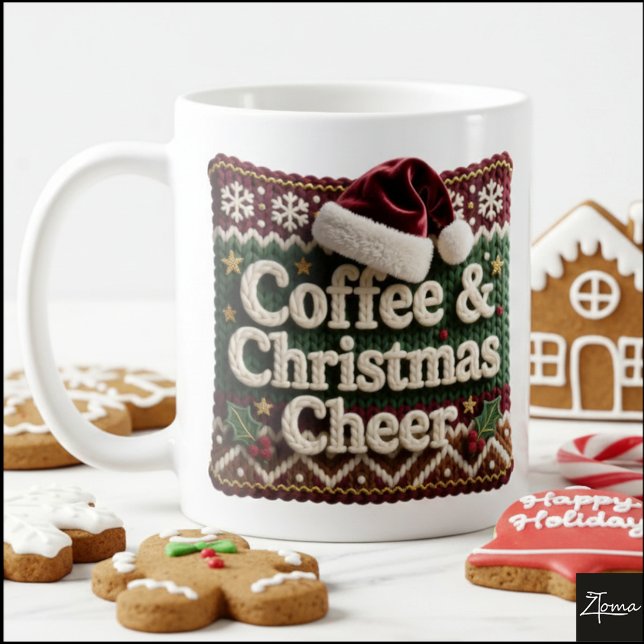 Taza De Café Christmas Knit Sweater Coffee & Christma Santa Hat (Subido por el creador)