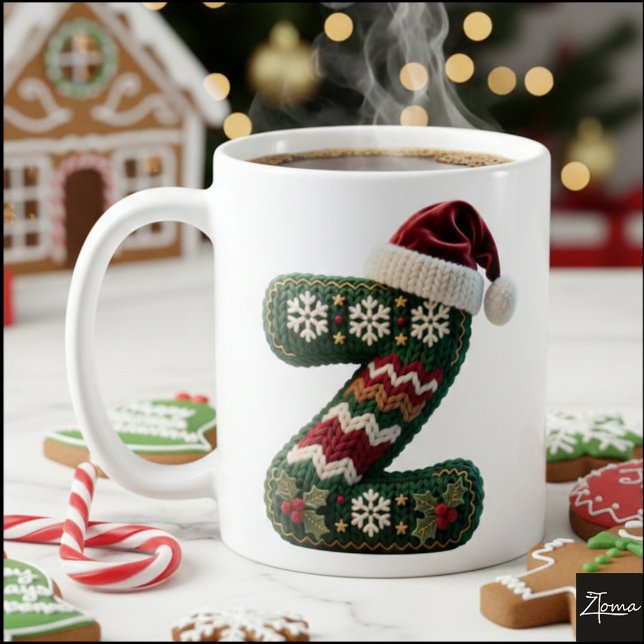 Taza De Café Christmas Knit Sweater Letter Z Santa Hat (Subido por el creador)
