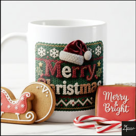 Taza De Café Christmas Knit Sweater Merry Christmas Santa Hat