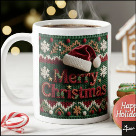 Taza De Café Christmas Knit Sweater Merry Christmas Santa Hat