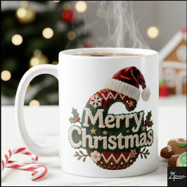 Taza De Café Christmas Knit Sweater Merry Christmas Santa Hat