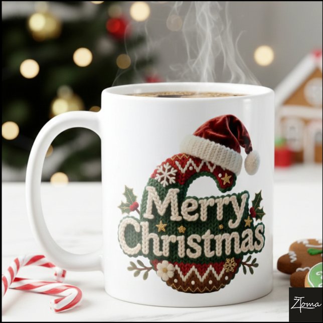 Taza De Café Christmas Knit Sweater Merry Christmas Santa Hat (Subido por el creador)